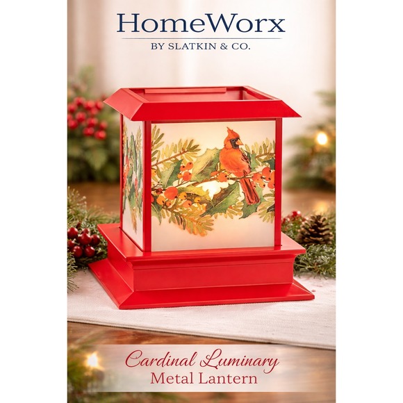 HomeWorx by Slatkin & Co. Other - HomeWorx by Slatkin &Co Cardinal Luminary Metal Lantern Holiday 3-Wick Holder